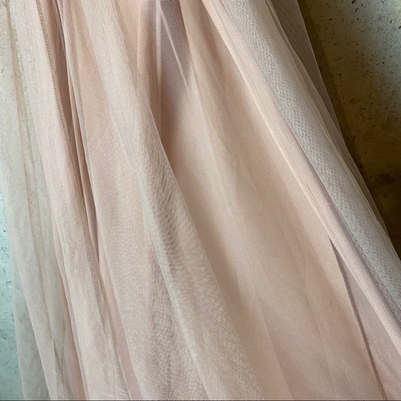 Luxxel blush pink v neck glitter tulle maxi dress - Picture 5 of 9